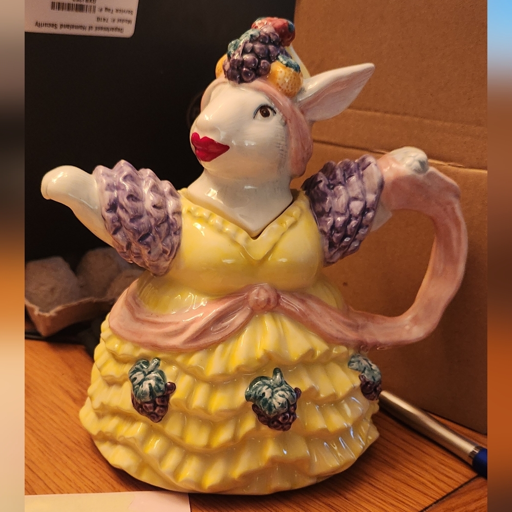 Fitz & Floyd Carmen Rabbit Teapot